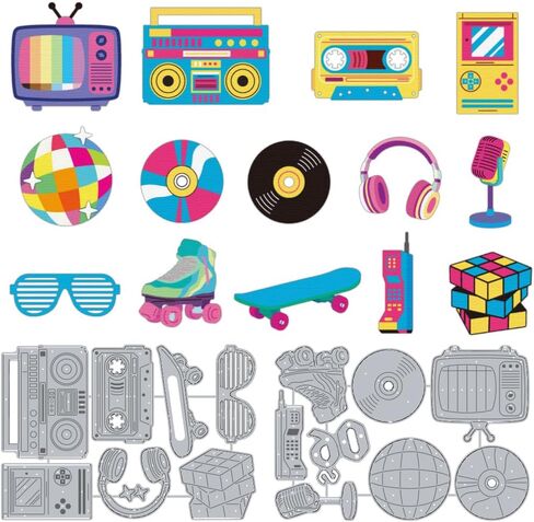 80s 90s عناصر قطع معدنية يموت الرجعية الكتابة على الجدران الكربون الصلب النقش الإستنسل DIY الحرفية يموت لصنع بطاقة سكرابوكينغ ألبوم الصور ديكور بطاقات المعايدة زينة كب كيك in Kuwait
