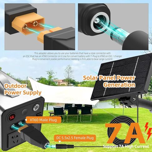 XT60 to DC5525 Power Converter,XT60 Female to DC Female 5.5mm x 2.5mm Cable Adapter for Solar System,Drone Batteries, FPV Monitors,RC Cars,LED Light and More in Saudi Arabia