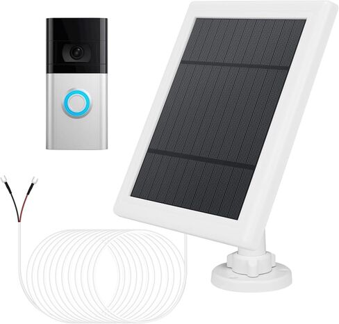 Solar Charger for Ring Doorbell, 5W 12V Solar Panel Pefect for Ring Video Doorbell 3/3+/4, Battery Video Doorbell 3 Plus, IP65 16.4ft Waterproof Charging Cable, 360°Adjustable Mount in Saudi Arabia
