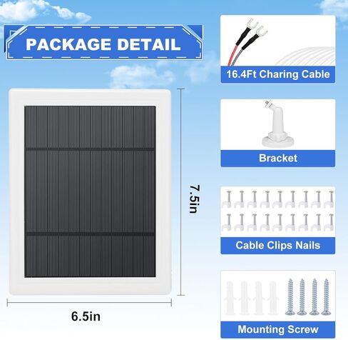 Solar Charger for Ring Doorbell, 5W 12V Solar Panel Pefect for Ring Video Doorbell 3/3+/4, Battery Video Doorbell 3 Plus, IP65 16.4ft Waterproof Charging Cable, 360°Adjustable Mount in Saudi Arabia