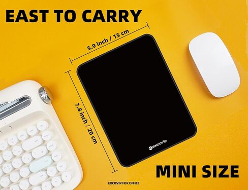 excovip Small Mouse Pad with Stitched Edge, Computer Mouse Mat with Non-Slip Rubber Base, Mousepad for Computers Laptop Mouse Black 7.8"x5.9"x0.07" 0498 in Saudi Arabia