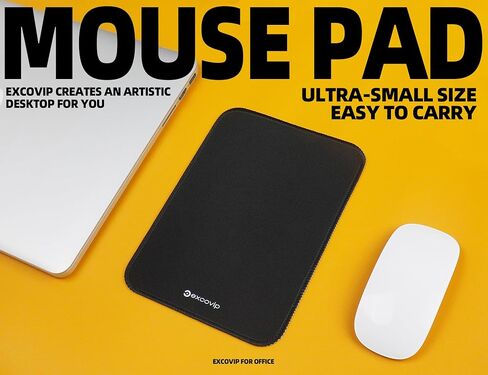 excovip Small Mouse Pad with Stitched Edge, Computer Mouse Mat with Non-Slip Rubber Base, Mousepad for Computers Laptop Mouse Black 7.8"x5.9"x0.07" 0498 in Saudi Arabia