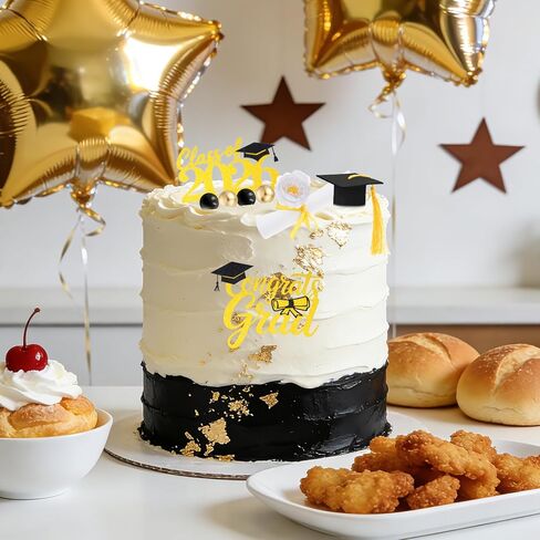Yolyoo Graduation Cake Toppers,Graduation Cap Cake Toppers with Diploma Flower Balls for 2026 High School College Senior Graduation Party in Kuwait