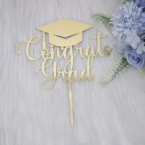 مرآة سليبيروي من الأكريليك الذهبي اللامع Congrats Grad Cake Top - 2026 قبعة التخرج لتزيين الكيك للمدرسة الثانوية والكلية ورياض الأطفال in Kuwait