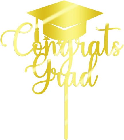مرآة سليبيروي من الأكريليك الذهبي اللامع Congrats Grad Cake Top - 2026 قبعة التخرج لتزيين الكيك للمدرسة الثانوية والكلية ورياض الأطفال in Kuwait