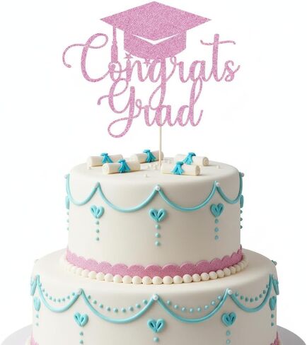 مرآة سليبيروي من الأكريليك الذهبي اللامع Congrats Grad Cake Top - 2026 قبعة التخرج لتزيين الكيك للمدرسة الثانوية والكلية ورياض الأطفال in Kuwait