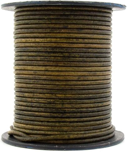 Xsotica-Round Leather Cord - 3.0 MM Round Leather Cords 3MM (Vintage Olive Green, 10 Meter (10 Yard)) in Saudi Arabia