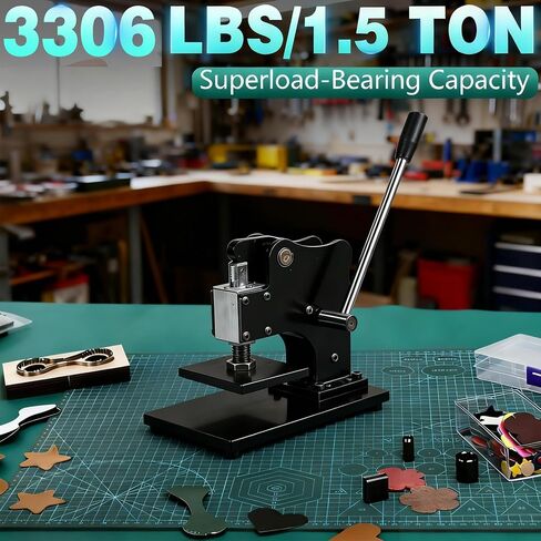1.5 Ton Leather Cutting Machine,12x9cm Leather Hand Press Adjustable Pressure Stroke Die Cut Machine with 39 pcs Hole Punch Tool Set for Leathercraft,DIY & Various Materials Die Cutting in Saudi Arabia