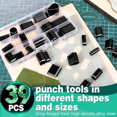 1.5 Ton Leather Cutting Machine,12x9cm Leather Hand Press Adjustable Pressure Stroke Die Cut Machine with 39 pcs Hole Punch Tool Set for Leathercraft,DIY & Various Materials Die Cutting in Saudi Arabia