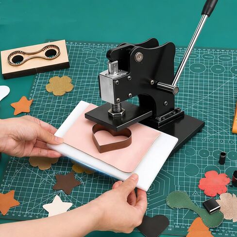 1.5 Ton Leather Cutting Machine,12x9cm Leather Hand Press Adjustable Pressure Stroke Die Cut Machine with 39 pcs Hole Punch Tool Set for Leathercraft,DIY & Various Materials Die Cutting in Saudi Arabia