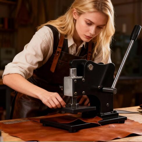 1.5 Ton Leather Cutting Machine,12x9cm Leather Hand Press Adjustable Pressure Stroke Die Cut Machine with 39 pcs Hole Punch Tool Set for Leathercraft,DIY & Various Materials Die Cutting in Saudi Arabia