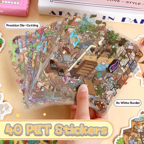 20 Sets DIY 3D Sticker Scene, Sticker Collection Book Make Your Own Shop House Crafts for Adults Therapy for Relief Stress Pass the Time Gift (Drink) in Saudi Arabia