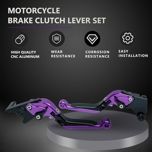 Purple Brake Clutch Lever Set Replacement for Kawasaki Ninja 500 Z500 2024 2025 Ninja 400 Z400 18-23 Ninja 300 13-18, Aluminum Adjustable Motorcycle Levers Brake Clutch Handle (Purple Black) in Kuwait