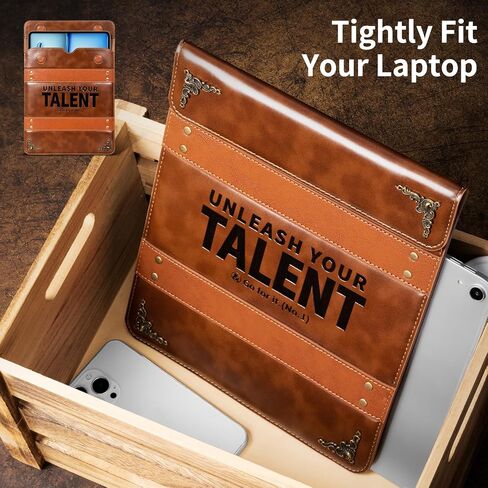 حقيبة كمبيوتر محمول 11 بوصة لجهاز MacBook Air 11 بوصة 2015/2014/2013/2012/2011/2010 حقيبة كمبيوتر جلدية أنيقة عمودية نحيفة متوافقة مع لوحة المفاتيح السحرية/لوحة المفاتيح الذكية. أصفر بني in Kuwait