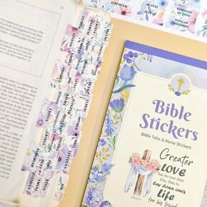 320 Pcs Bible Tabs with Christian Stickers - Laminated Large Print Book Index Tabs for Easy Navigation, Bible Study Supplies, Christian Gifts for Women in Saudi Arabia
