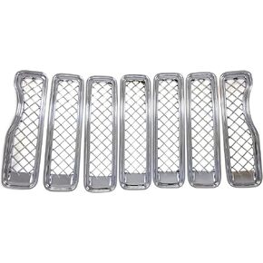Trim Illusion Chrome Patented Front Grille Overlay for 2018-2023 Jeep Wrangler JL | Easy No-Tool Install | Triple Chrome Plated Finish | US Patented in Saudi Arabia
