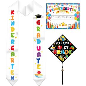 Kindergarten Preshool Graduation Cap and Sash Set - Unisex Grad Caps and Stole with Tassel, Certificate for Kids in Saudi Arabia