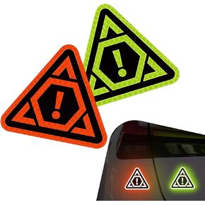 2 PCS Car Warning Stickers, Night High-Visibility Safety Reflective Decals, Self-Adhesive Waterproof Rear Bumper & Body Caution Signage Sticker, Universal for Most Cars (Red & Green) in Saudi Arabia