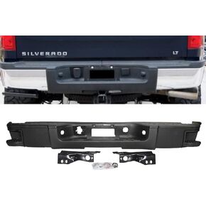 Fit For 2007-2013 Silverado Sierra 1500 Rear Step Bumper Black w/Side Pads No Holes in Kuwait