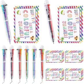 24 Pcs End of Year Student Gifts 6 in 1 Multicolor Ballpoint Pen Cards from Teacher 6 Colors Retractable Ballpoint Pens with Gift Cards for Office School Children Classroom Prizes in Kuwait