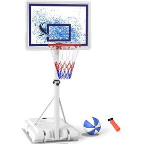 Swimming Pool Basketball Hoop with Shatterproof Backboard, Height Adjustable Basketball Hoop for Pool (3-4 FT) with 50L Fillable Base, Portable Poolside Basketball Hoop Set with Ball & Air Pump in Saudi Arabia