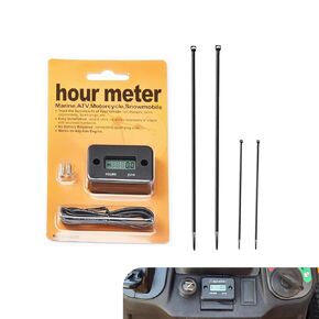 Hour Meter, Waterproof LCD Hour Meters for Small Engines, Engine Run Time Meter with High Temp Wire, Universal for Most Motorcycle Beach Buggy Snowmobile ATV Gas Engines (Black) in Saudi Arabia