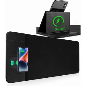 Wireless Charging Mouse Pad with Phone Holder Gaming Mousepad Desk Mat 15W Qi Fast Charging Pad Ultra-Smooth Surface Non-Slip Extended Premium Black Computer Keyboard Mat for MacBook PC Laptop in Saudi Arabia