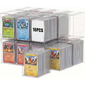 WOPITUES 16 Pack Trading Card Storage Box,Clear Card Box Holds 250 Unsleeved Cards,PET MTG Deck Box, Commander Deck Box for TCG/MTG/Magic,Sports Cards, Collectible Trading Cards in Saudi Arabia