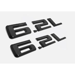 2pcs Gloss Black 6.2L Emblems 3D Hood Badge Logo Compatible for Chevy Silverado 1500 2500HD ( in Saudi Arabia