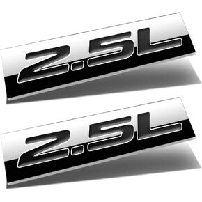 2Pcs 3D Polished Chrome 2.5L Letter Car Emblem Trunk Lid Sport Decal Car Badge Scratch Masking Sticker 2.5L (Silver&Black) in Saudi Arabia