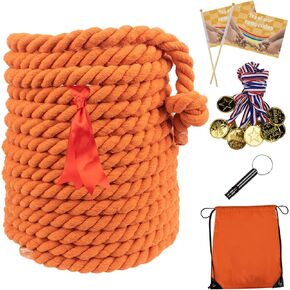 40FT Tug of War Rope,Tug a War Rope,Tug of War Rope Adult with Cotton Rope,10 Medals,2 Flags,Whistle,Ribbon and Storage Bag,Orange ,Field Day Games,Outdoor Games,Family Reunion and Team Building Games in Saudi Arabia