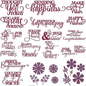 JIHFOHHA 17 Pcs Word Die Cuts for Card Making Holiday Metal Die Cut Happy Word Cut Die Wish English Words Die Cuts for DIY Scrapbooking Photo Album Paper Decorative Happy Birthday in Kuwait