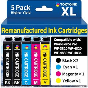 TOKYOINK Remanufactured Ink Cartridges Replacement for Epson 822XL Ink Cartridges Compatible for Workforce Pro WF-3820 WF-4830 WF-4820 WF-4830 WF-4833 WF-4834 Printer 5 Pack in Saudi Arabia