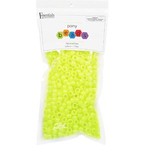 Essentials by Leisure Arts Pony Beads, 6x9mm, Neon Yellow, 750pc – Bracelet Making Kit for Jewelry and Kandi Crafts – Bulk Craft Beads for Friendship Bracelets and DIY Projects in Kuwait