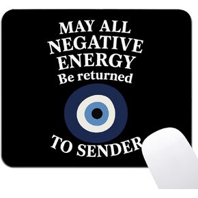 Evil Eye Mouse Pad - Black Inspirational Square Greek Egyptian Mousepad for Office Computer Laptop, Evil Eye Gifts, Non-Slip Rubber Base with Stitched Edge, 7.9x9.5 Inches in Kuwait