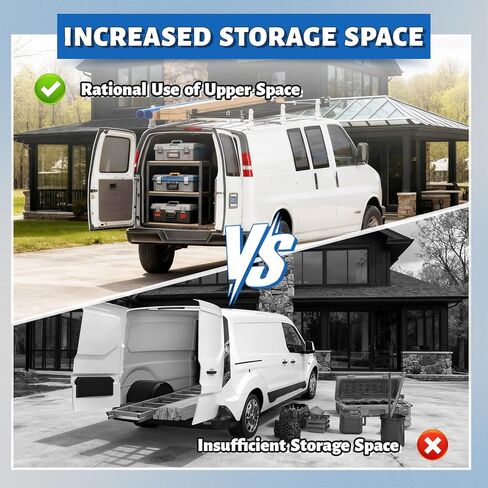 Universal Van Ladder Roof Racks, Adjustable Length 48''-67'', Van Roof Ladder Rack for Chevy Express 1500 2500 3500 Ford Econoline GMC Savana Cargo Vans with Rain Gutter in Saudi Arabia