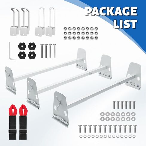 Universal Van Ladder Roof Racks, Adjustable Length 48''-67'', Van Roof Ladder Rack for Chevy Express 1500 2500 3500 Ford Econoline GMC Savana Cargo Vans with Rain Gutter in Saudi Arabia
