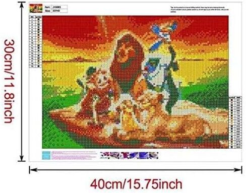DIY 5D Diamond Art Kit for Adult, The Lion King Movie Simba Full Drill Embroidery Cross Stitch Picture Supplies Arts Craft for Home Wall Decor Paint 11.8x15.7 inches in Saudi Arabia