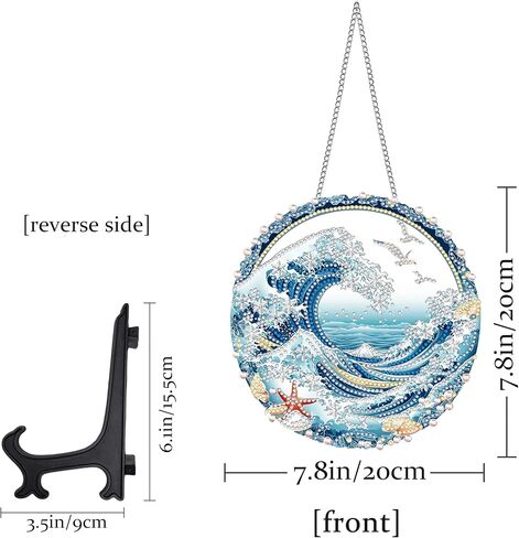 Hanging Diamond Art Kits for Adults Spring Summer Waves - 8x8 Inch Double-Sided Acrylic Board DIY Crystal Diamond Suncatcher Pendant, Sparkling Home Wall or Window Decoration Handmade Gift in Saudi Arabia