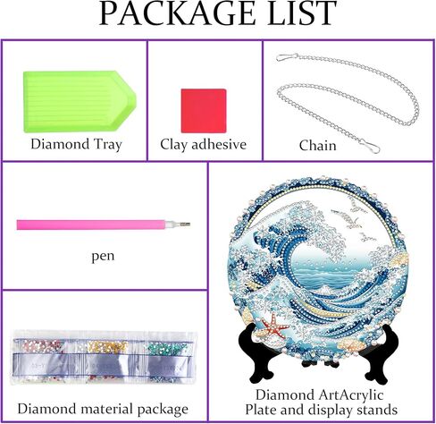 Hanging Diamond Art Kits for Adults Spring Summer Waves - 8x8 Inch Double-Sided Acrylic Board DIY Crystal Diamond Suncatcher Pendant, Sparkling Home Wall or Window Decoration Handmade Gift in Saudi Arabia