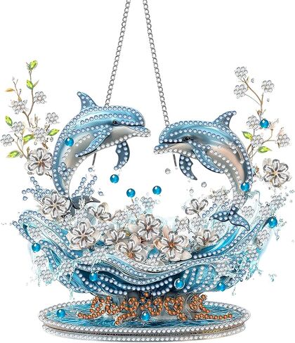 Hanging Diamond Art Kits for Adults Spring Summer Waves - 8x8 Inch Double-Sided Acrylic Board DIY Crystal Diamond Suncatcher Pendant, Sparkling Home Wall or Window Decoration Handmade Gift in Saudi Arabia
