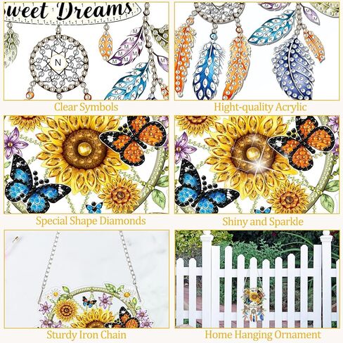 CEOVR Dreamcatcher Hanging Diamond Art for Adults, Sunflower Diamond Painting Pendant DIY Gem Art Wall Hanging Ornament, Acrylic Home Garden Decor with Chain, Box Kit 5.75×7.8inch in Kuwait