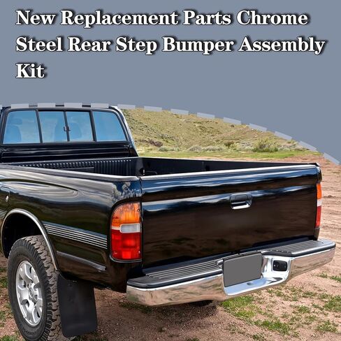 CarPartsDepot New Replacement Parts Chrome Steel Rear Step Bumper Assembly Kit Compatible With 1995-2004 Toyota Tacoma Pickup Truck Fits TO1102215 2283598113 in Kuwait
