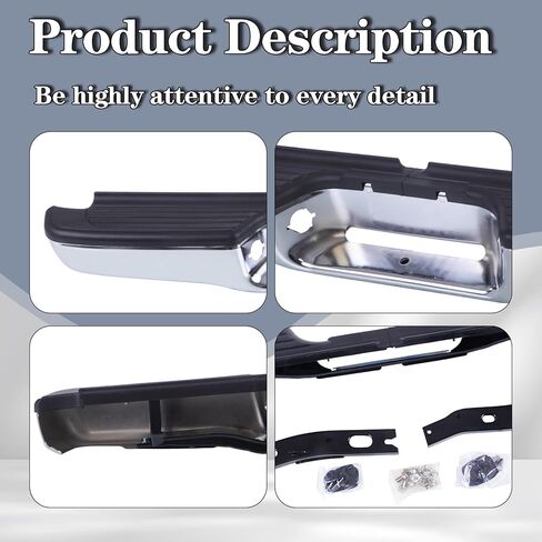 CarPartsDepot New Replacement Parts Chrome Steel Rear Step Bumper Assembly Kit Compatible With 1995-2004 Toyota Tacoma Pickup Truck Fits TO1102215 2283598113 in Kuwait