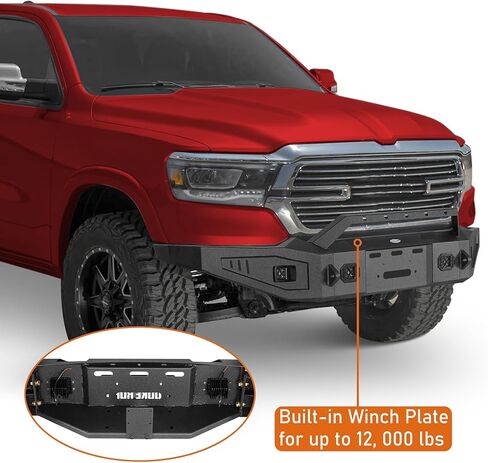 Hooke Road 19-24 Ram Front Winch Bumper for 2019 2020 2021 2022 2023 2024 Dodge Ram 1500 (Exclude EcoDiesel, Rebel, TRX & Ram 1500 Classic) in Kuwait