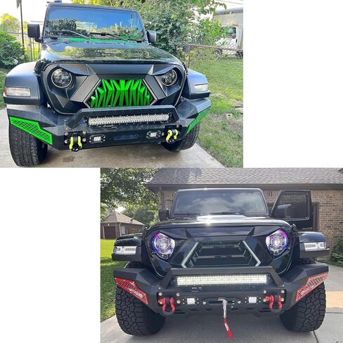 Fit 2007-2024 Wrangler JK/JL&Gladiator JT Steel New Front Bumper With Winch Plate&Lights&D-Rings（Black Texture） in Saudi Arabia