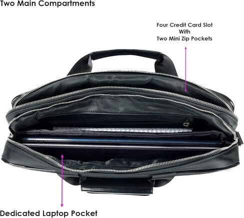 15-Inch Professional Shoulder Messenger Bag with Leather Accents | Laptop & Tablet Carry Case with Dual Handles, Organizer Pockets & Strap in Saudi Arabia
