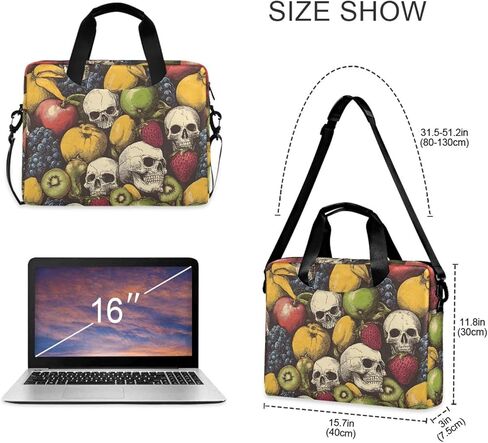 Laptop Bag Sleeve Fruit Skull Print 16 in Computer Briefcase with Comfortable Shoulder Strap Multi Pockets in Kuwait
