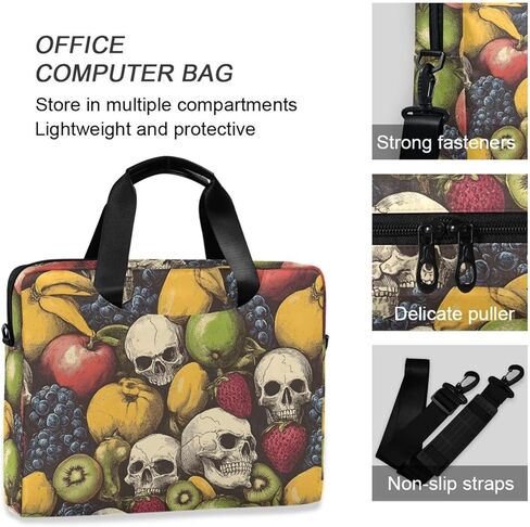 Laptop Bag Sleeve Fruit Skull Print 16 in Computer Briefcase with Comfortable Shoulder Strap Multi Pockets in Kuwait