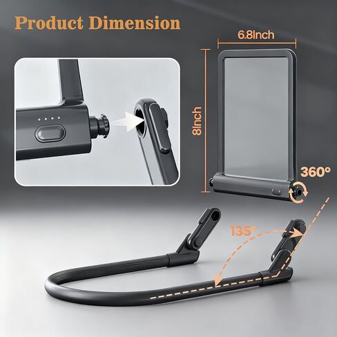 Magnifying Glass with Light for Reading,Hands Free Page Reading Magnifier for Books with 3 Color Dimmable, Neck Wear Large Screen Stand Glasses for Close Work Seniors Low Vision Rechargeable in Kuwait